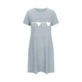 thumbnail image 5 of Sakmal Playful Moomoo Nightgowns Women Gray Cloud-Like Oversized Loungewear Heart Print Short Sleeve Crew Neck Short Nightgowns S-2XL, 5 of 5