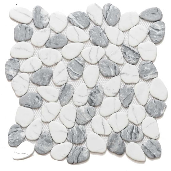 The Tile Life Recycled Cenote Pebble Blend Glass Mosaic Tile - 13 x 13 in. - Matte - 14-Piece - Floor, Wall, Backsplash