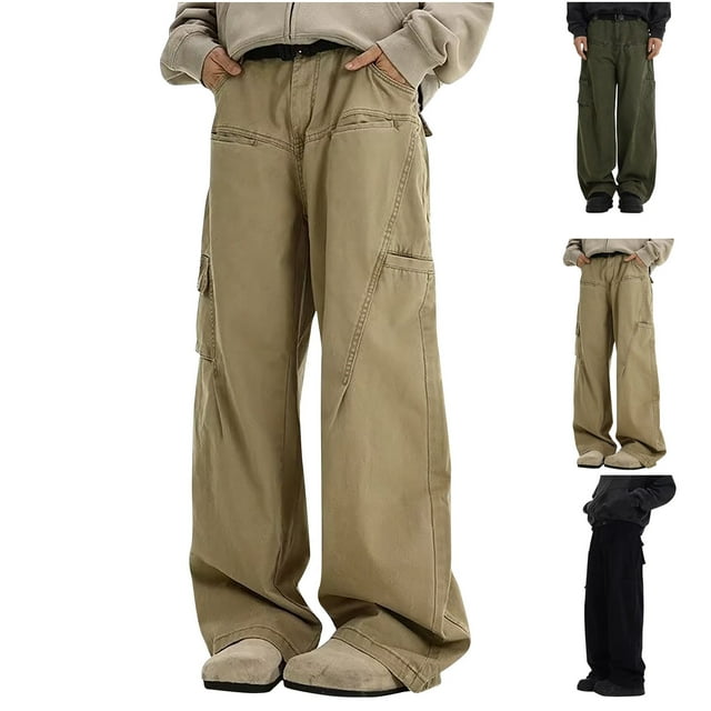 Styesk Men's Pants Men's Fashionable Summer Outdoor Functional Charging Pocket Loose Work Pants