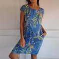 thumbnail image 1 of LOVZFMLL Robe d'Été Mode Femme Manches Courtes Col Rond avec Poche Bleu TG, 1 of 7
