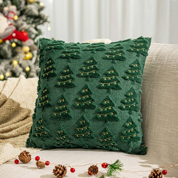 Clearance!! Christmas decorations,Throw Pillow Christmas Tree Decorative Pillow 18x18 Inch Soft Plush Wool Pillow Home Decors For Sofa Livingroom Bed