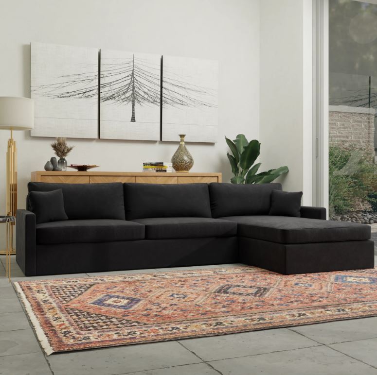 Galen 2Piece Modern Sectional Sofa Fabric Deep & Supportive 135