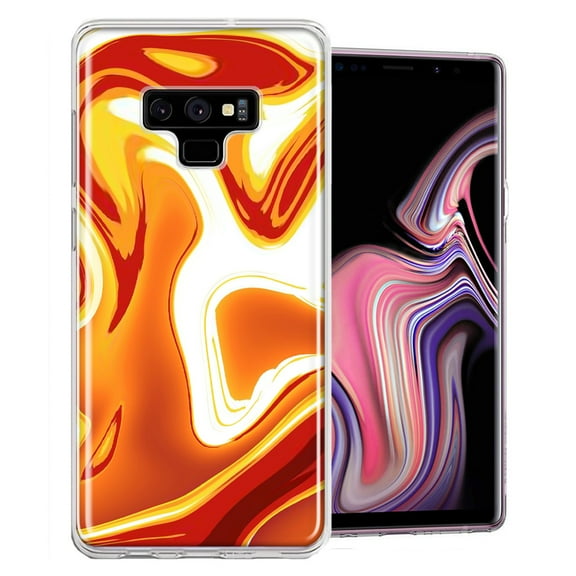 MUNDAZE For Samsung Galaxy Note 9 Orange White Abstract Design Double Layer Phone Case Cover