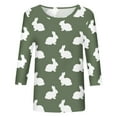 thumbnail image 4 of YanHoo Women's Plus Size Easter 3/4 Sleeve Easter Shirts for Girls Women Fashion Three Quarter Sleeve Tops Casual Printed T Shirt Trendy Sweater for Women, 4 of 5