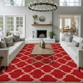 thumbnail image 3 of Area Rug for Living Room, Red Moroccan Non-Slip Indoor Large Carpet for Bedroom/Dining Room, Morocco Ethnic Abstract Quatrefoil Grid Washable Low-Profile Rectangle Floor Runner Rugs - 5 x 8 Ft, 3 of 8