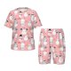 thumbnail image 1 of Balery Cute Pink Snowman Cat Conjunto de Pijama Infantil de Manga Corta con Estampado – Ropa de Dormir de Algodón Suave-X-Large, 1 of 6