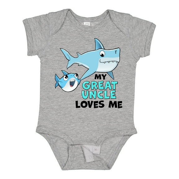 Inktastic My Great Uncle Loves Me with Cute Sharks Boys or Girls Baby Bodysuit