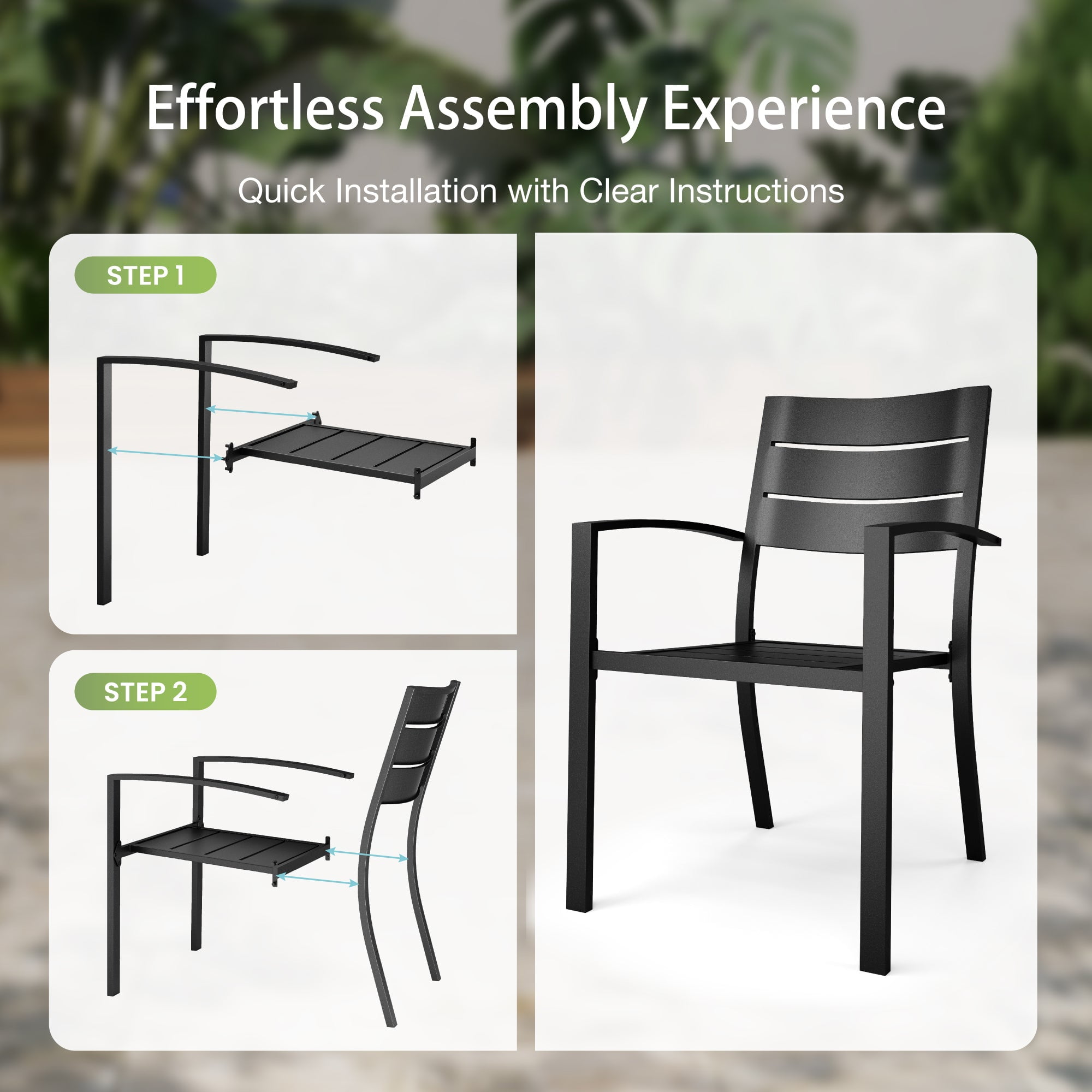 Sophia&William 7Pcs Patio Dining Set Outdoor Metal Stackable Chairs and Rectangular Table Furniture Sets for 6
