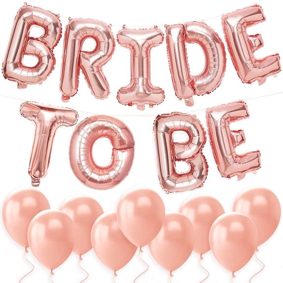 Bachelorette Party Decorations - Bride to Be Balloon Kit - Rose Gold - 16" BRIDE TO BE Foil Balloons   10 Rose Gold Latex Balloons