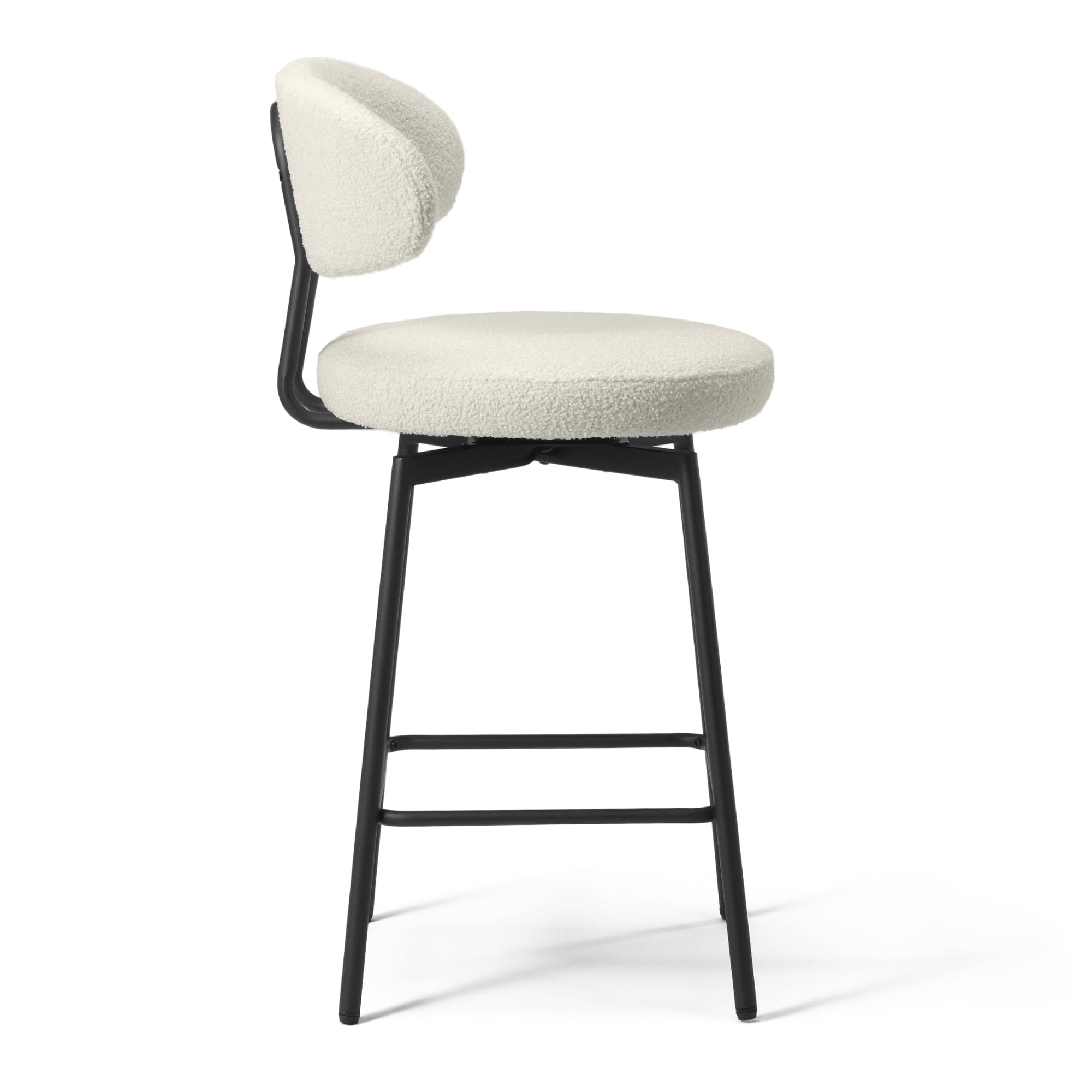 WestinTrends Alexandria Modern Upholstered Sherpa Fabric Counter Height Bar Stools with Back (Set of 2), Cream