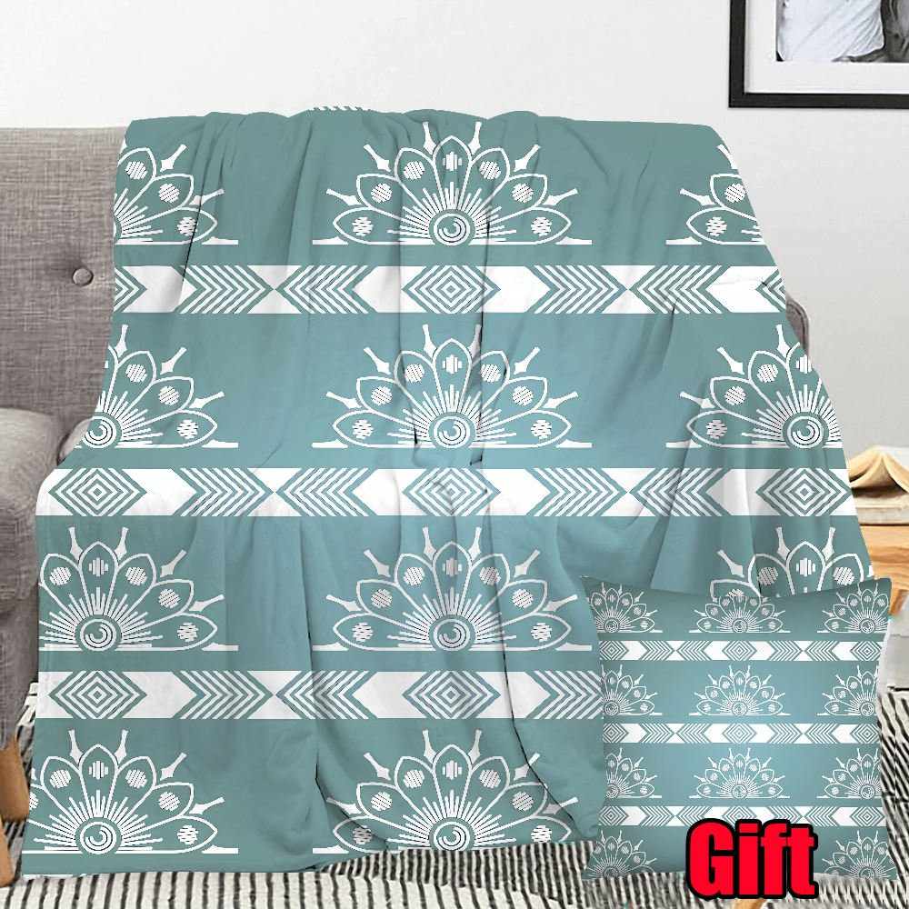 Colorful Flowers Throws Blanket With Pillowcases For Office, Bed, Sofa