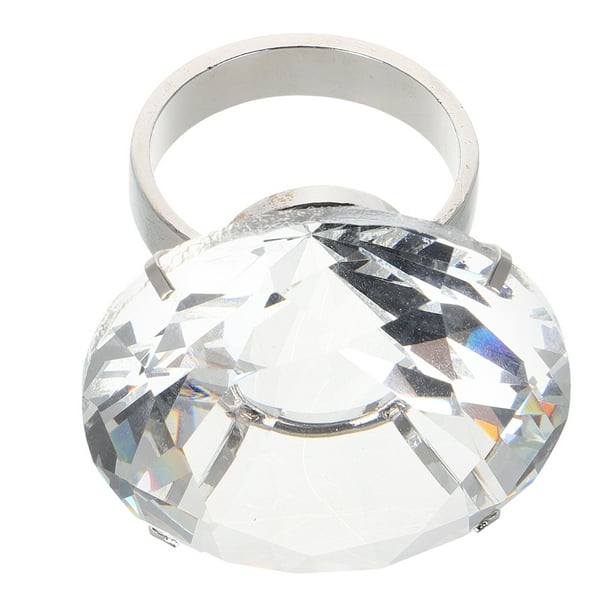 Anillo de compromiso simulado grande de 8 cm, decoración para fiesta de aniversario de boda, anillo falso de cristal, propuesta romántica, accesorio de boda para propuesta