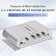thumbnail image 5 of VIPQV 2.1 Channel Bluetooth 5.0 HiFi Stereo Power Amplifier, Mini Digital Audio Amplifier with Bass & Treble Control, LED Display, Supports 2 Speakers and Subwoofer for Home Audio & Car Audio, 5 of 7