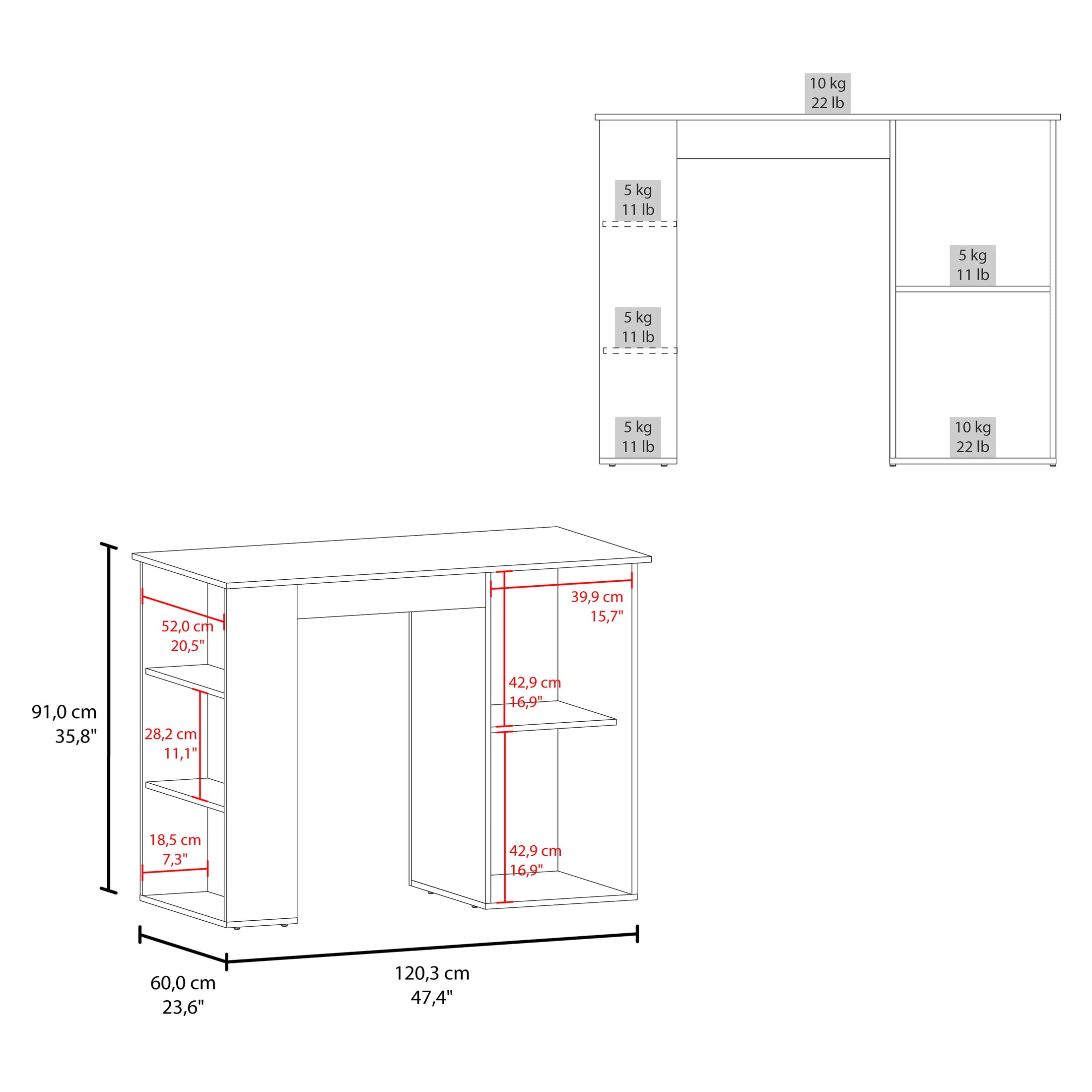 Greer Bar Table with 4 Storage Shelves, Compact Home Bar or Kitchen Furniture, Space-Saving Modern Design