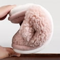 thumbnail image 6 of Puntoco Unisex Bear Ear Fluffy Plush Closed Toe Mule Slippers, Flat Non Slip Couple Warm Indoor Winter Slides Shoes, 6 of 8
