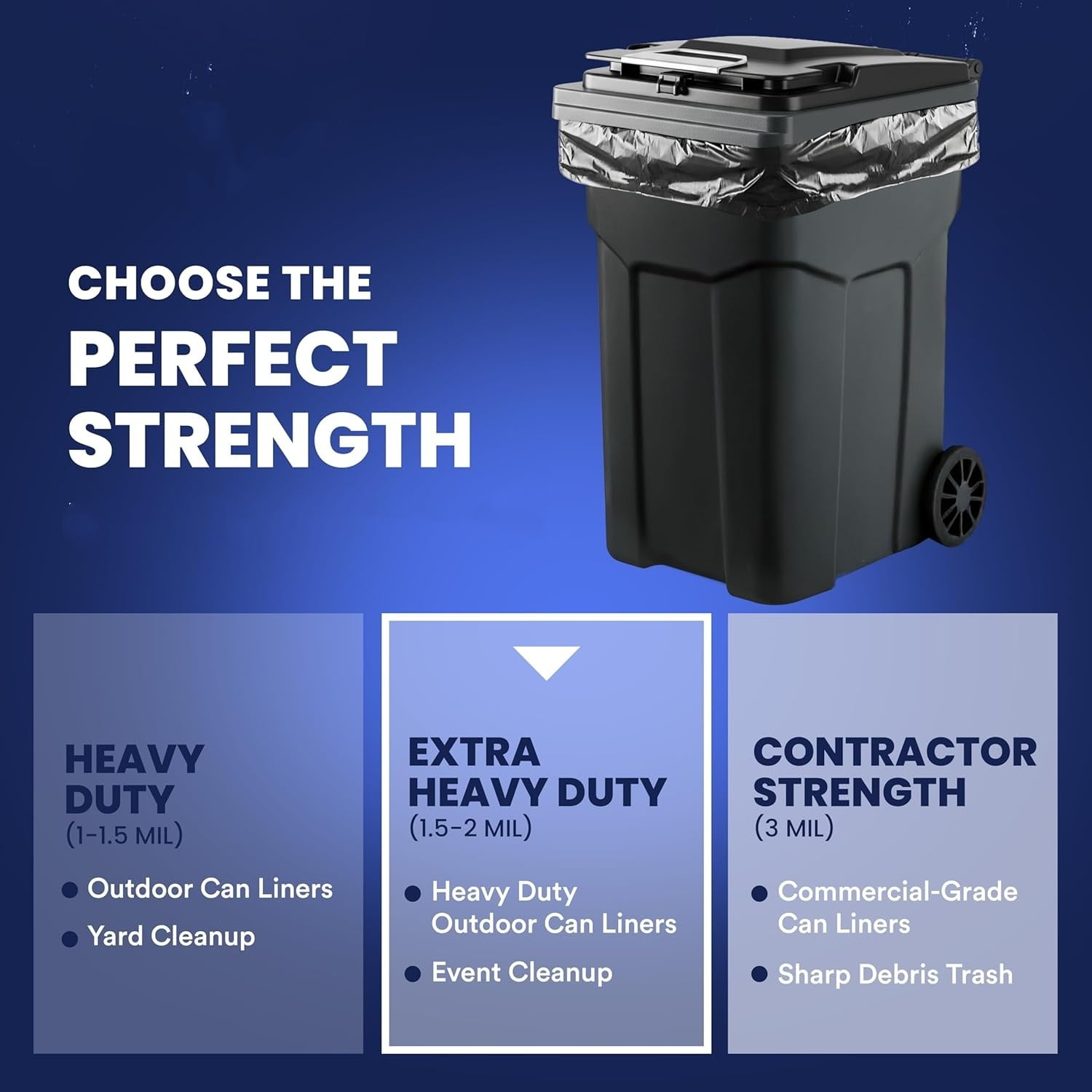 64-65 Gallon Trash Can Liners for Toter │ 2.0 Mil │ Black Heavy Duty Garbage Bags │ Rolls │ 49” x 59” (50 Count)