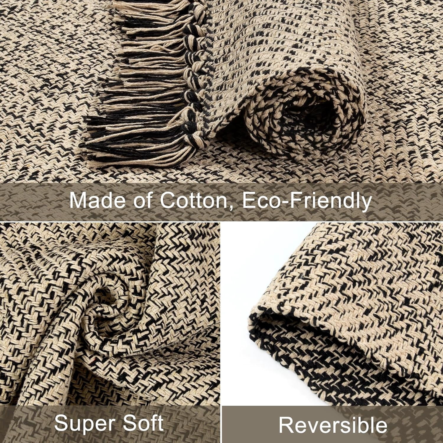 Wonnitar 4x6 Farmhouse Area Rugs, Machine Washable Rugs with Tassel for Bedroom, Indoor Outdoor cotton Rugs for Dining Room Livig Room