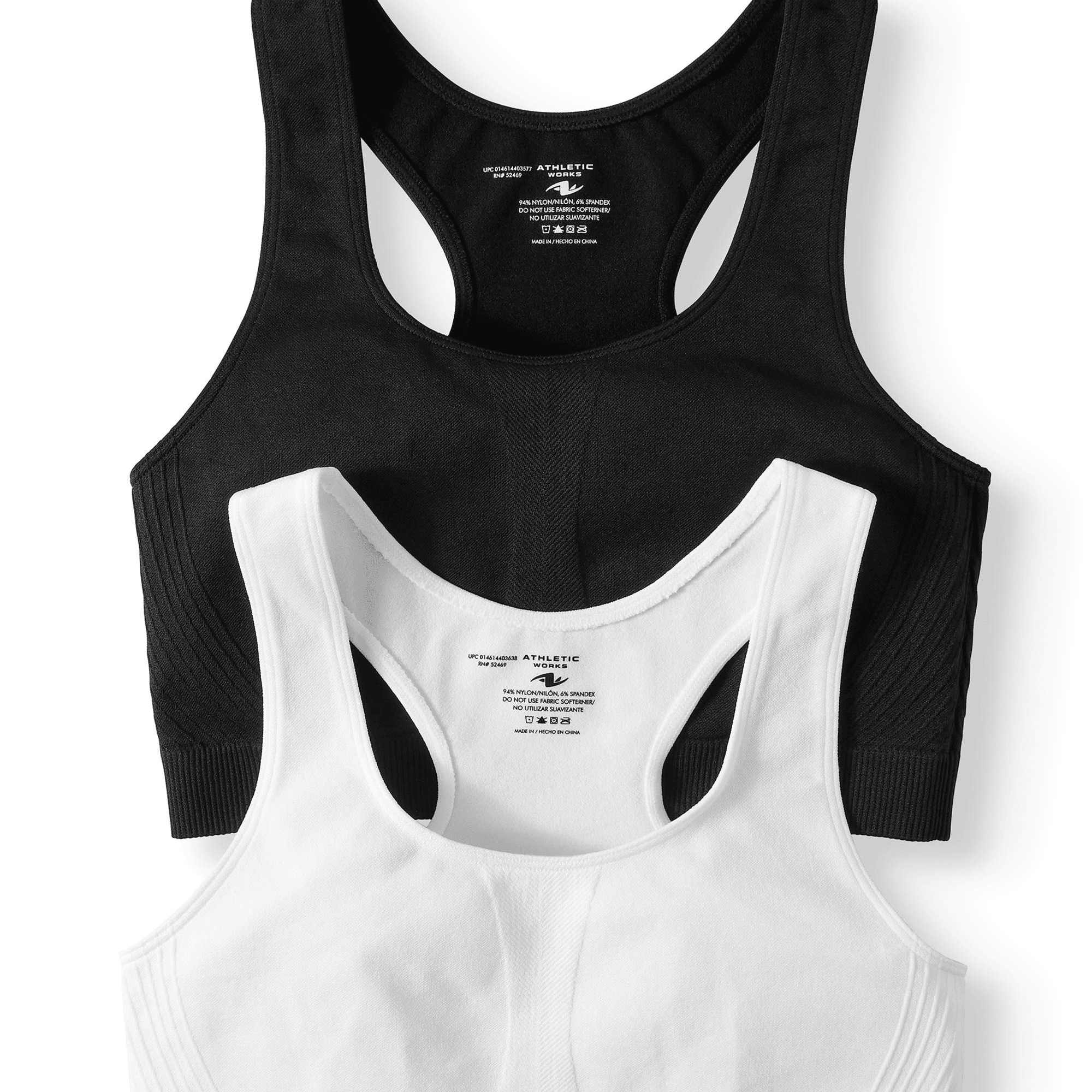 Athletic Works Womens Seamless Sports Bra, 2-Pack 
