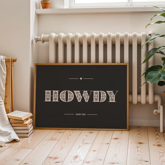 Howdy Retro Western Art Poster: Trendy Bar Cart Decor, Unframed Poster Size 8x12