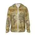 thumbnail image 1 of Fotbe Vintage World Map Chaqueta con Protección Solar UPF 50+ para Hombre y Mujer, Camisa con Capucha y Bolsillos-XX-Large, 1 of 7