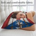 thumbnail image 5 of USA Flag Pillow Covers, Linen Long Throw Pillow Case, Farmhouse Vintage Star Blue Red Wooden Grain Holiday Pillow Protector Decorative Cushion Cover for Living Room/Bedroom 24" x 36", 5 of 8