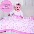 thumbnail image 3 of LollyBanks Baby Girl Ruffle Blanket, Organic Cotton Muslin Infant Quilt, 40 x 36 in, Swan Print, 3 of 8