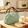 thumbnail image 4 of Striped Insulated Lunch Bag, Large Capacity Thermal Lunch Tote 9.06x7.09in, Reusable Cooler Bag for Work School Picnic (Green), 4 of 6