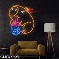 thumbnail image 2 of Glowneon Neon Capybara Drink Boba Tea, Capybara Bubble Milk Tea Decor, 2 of 5