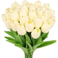 thumbnail image 3 of Vorkoi 30PCS Artificial Tulip Flowers - 13.7" Real Touch Fake PU Tulips Bouquet Faux Spring Flowers for Floral Arrangements Table Centerpiece Kitchen Home Mothers Day Easter Decorations, 3 of 5