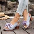 thumbnail image 3 of Rokment Women's Flower Platform Dressy Sandals for Ladies Summer Fashion Casual Floral Leather Open Toe Chunky Block High Heels Slingback Dress Pumps Grey Size 8.5, 3 of 8