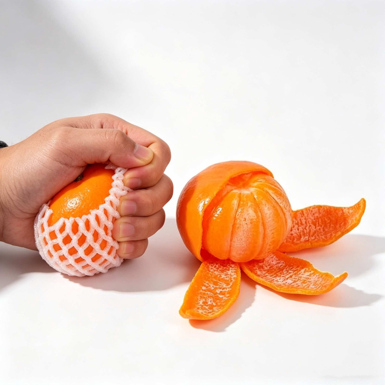 Peelable Orange Stress Relief Ball Realistic Tangerine Slow Rising Soft Silicone Fruit Squeeze Anxiety Adhd Calming Sensory Desk Accessory Office