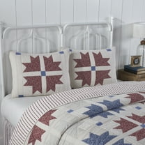 VHC Brands Celebration Farmhouse Quilted Bed Sham, Standard, Patchwork, Red Blue Creme, 21x27