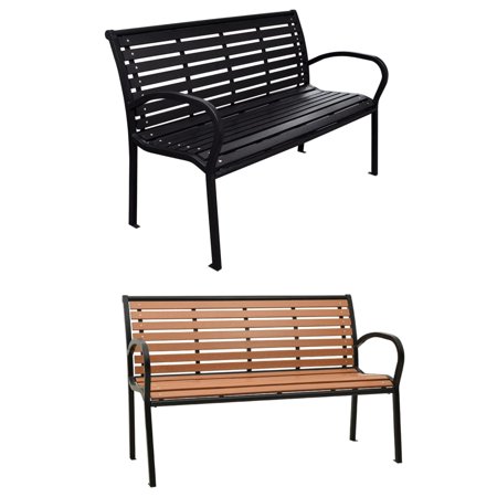 vidaXL ガーデンベンチ 116 cm スチール WPC ブラック家具 アウトドア家具 屋外椅子 アウトドアベンチ 代引不可