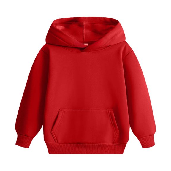 Mercatoo Youth Kids Cotton Hoodies Trendy Soft Warm Pullover Hoodie Sweatshirts Boys Girls Plain Fall Tops Clothes with Pockets
