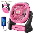thumbnail image 1 of Ventilador recargable TDLOL X23 rosa con luces LED y gancho de 360°, 1 of 8