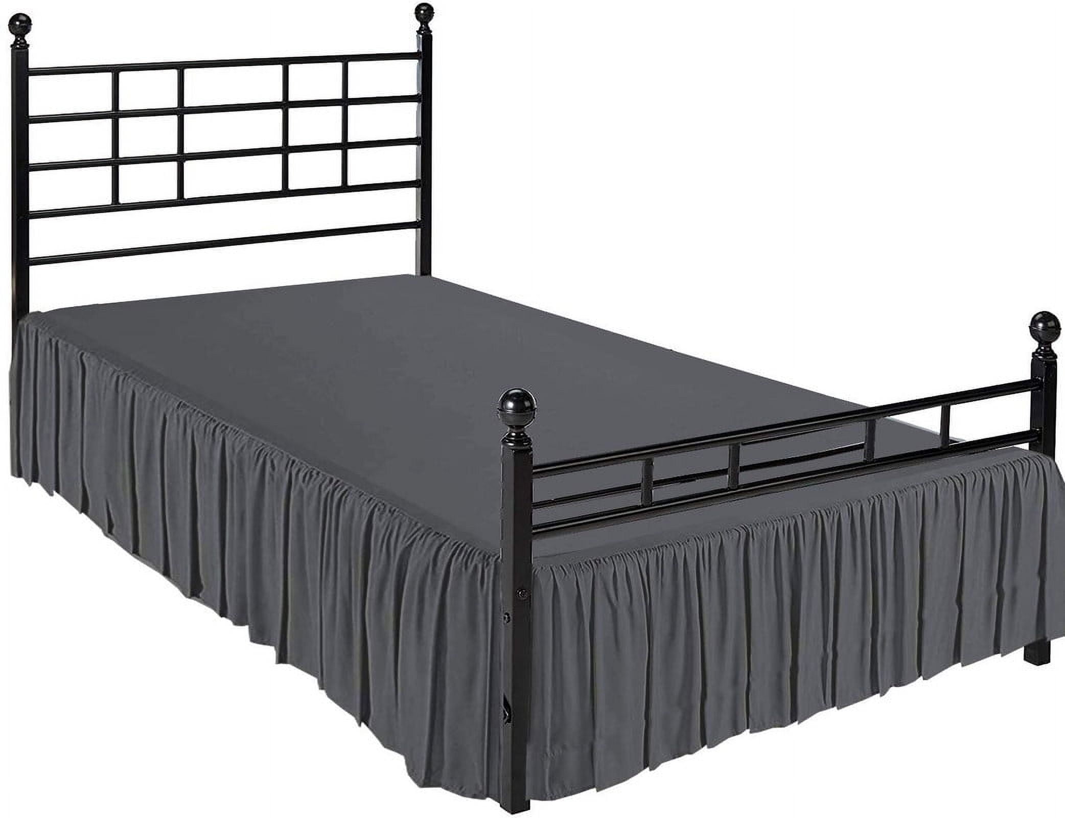 Split Corner Ruffle Bed Skirts, 16" Tailored Drop Bed Skirt, Dust Ruffle Bedskirt with Platform, 100% Microfiber, Extra Soft -Cal-King Size-Dark Gray Solid
