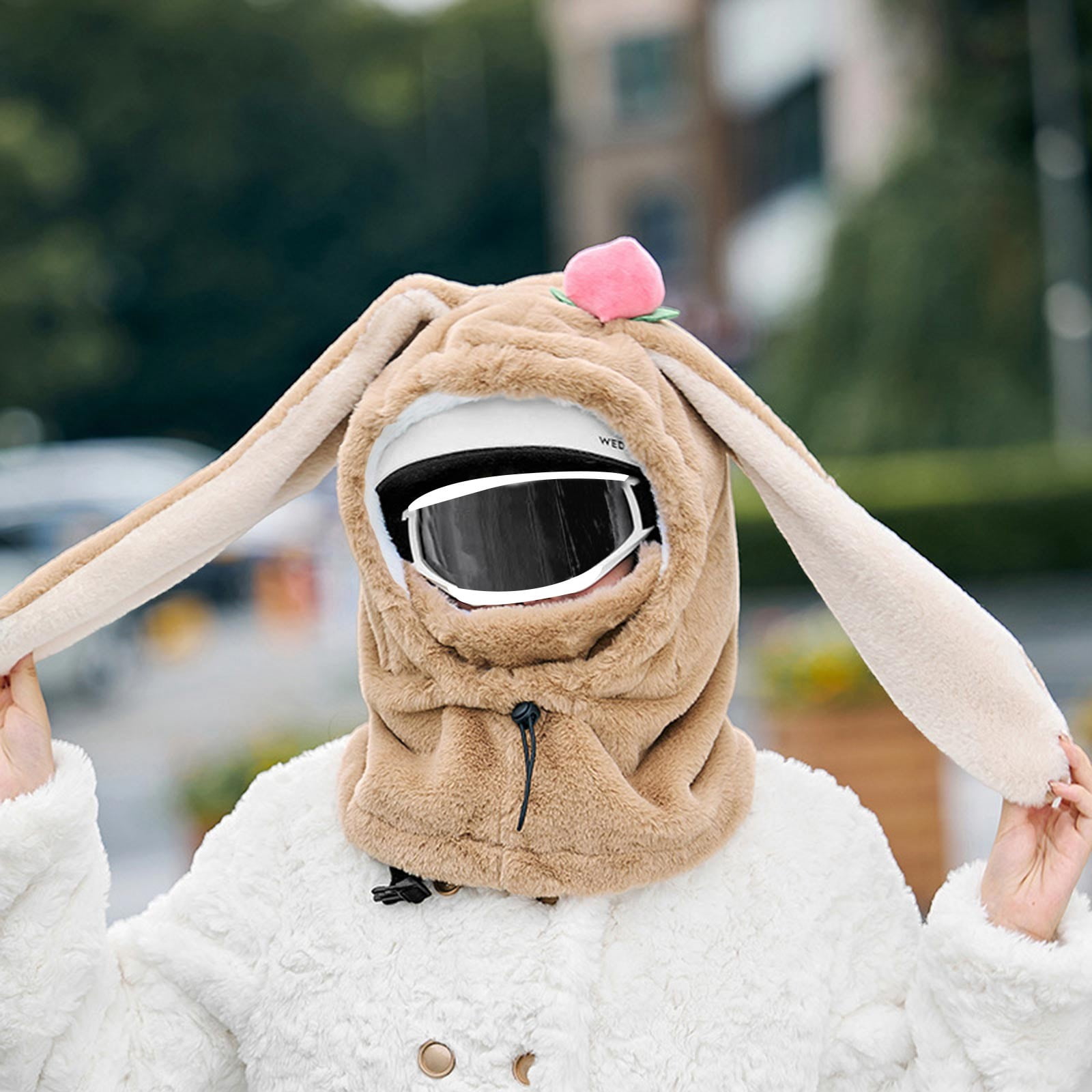 Hat for Women Winter Hats for Men Winter Warm Windproof Hat Ski Riding Shield Warmer Cute Cartoon Rabbit Ear Neck Cover Hat With Face Guard for Women Men