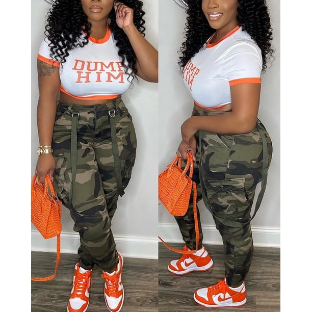 Pantalones de trabajo con cordones de payaso de camuflaje de moda urbana y tendencia