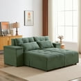 thumbnail image 3 of BUIORD 94" Convertible Sectional Sofa Modular Couch, 3 in 1 Sleeper Sofa with 4 Storage Space, L-Shaped Couch Pull-Out Sofa Bed for Living Room, Green, 3 of 10