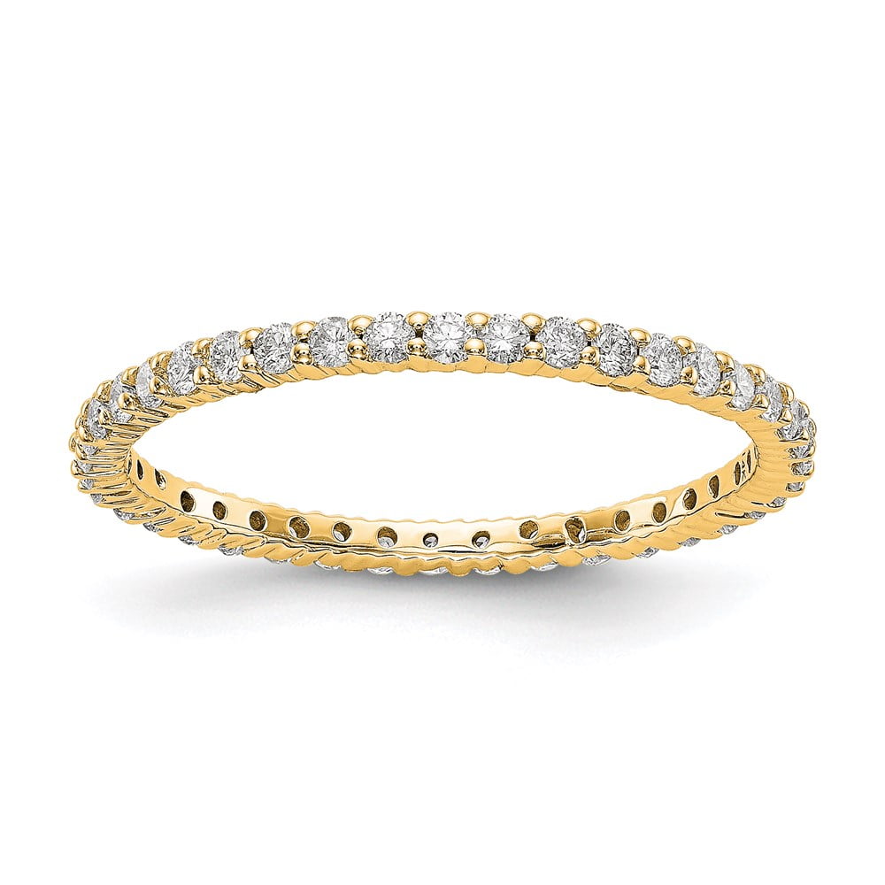 GemApex - 14K Yellow Gold Ring Band Eternity Diamond Round Polished