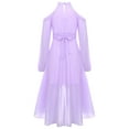 thumbnail image 4 of Nyeemya Kid Off Shoulder Flower Girls Dress Wedding Birthday Party Gown High Low Hem Princess Dress Light Purple 6, 4 of 7