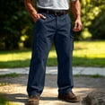 thumbnail image 4 of Cargo Pants for Men Elastic Waist Work Pants with Drawstring Multi Pockets Hiking Lightweight Tactical Trousers Navy 4XL, 4 of 9
