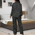 thumbnail image 7 of Kuiaobaty Black Leopard Print Women's Novelty Pajamas Set Long Sleeve Button Down Tops with Long Pants Fall Sleepwear with Pockets Nightgown Plus Size, 3XL, 7 of 7