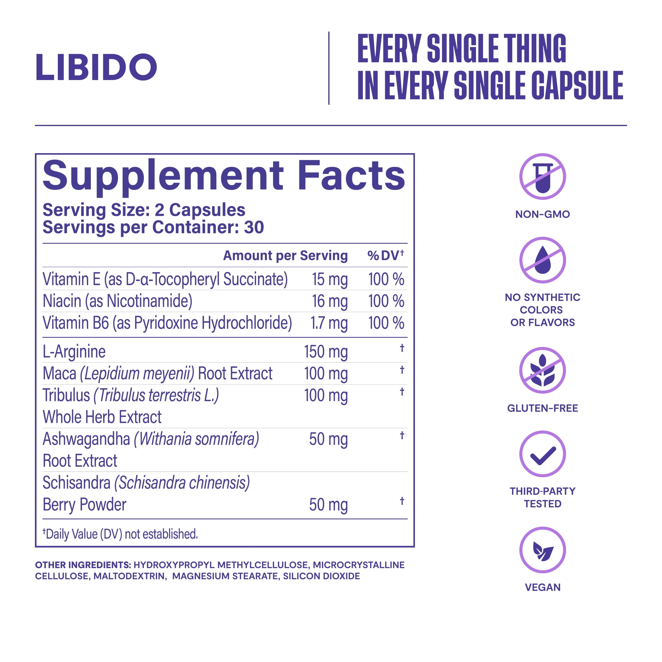 HABIT Libido Supplement, Supports Energy & Performance, Vitamin B6 & E, Ashwagandha, Maca, 60 Capsules
