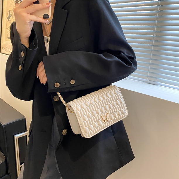 Bolsa cruzado con estampado geométrico a la moda para mujerbolso con solapa de cuero (blanco) Ehuebsd Para estrenar