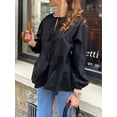 thumbnail image 3 of Niusricy Women’s Casual Tie Front Tops Long Sleeve Tunic Shirts Round Neck T-shirts Ladies Loose Fit Babydoll Shirts Fashion Cute Clothes Spring Fall Blouses Streetwear for Daily, 3 of 7