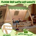 thumbnail image 6 of UHOMEPRO Full Size Floor Bed Frame, Solid Wood Teepee Bed with Tent, LED Light, Guardrails, Montessori and Childlike Design Bed Frame for Girls/Boys, Green, 6 of 8
