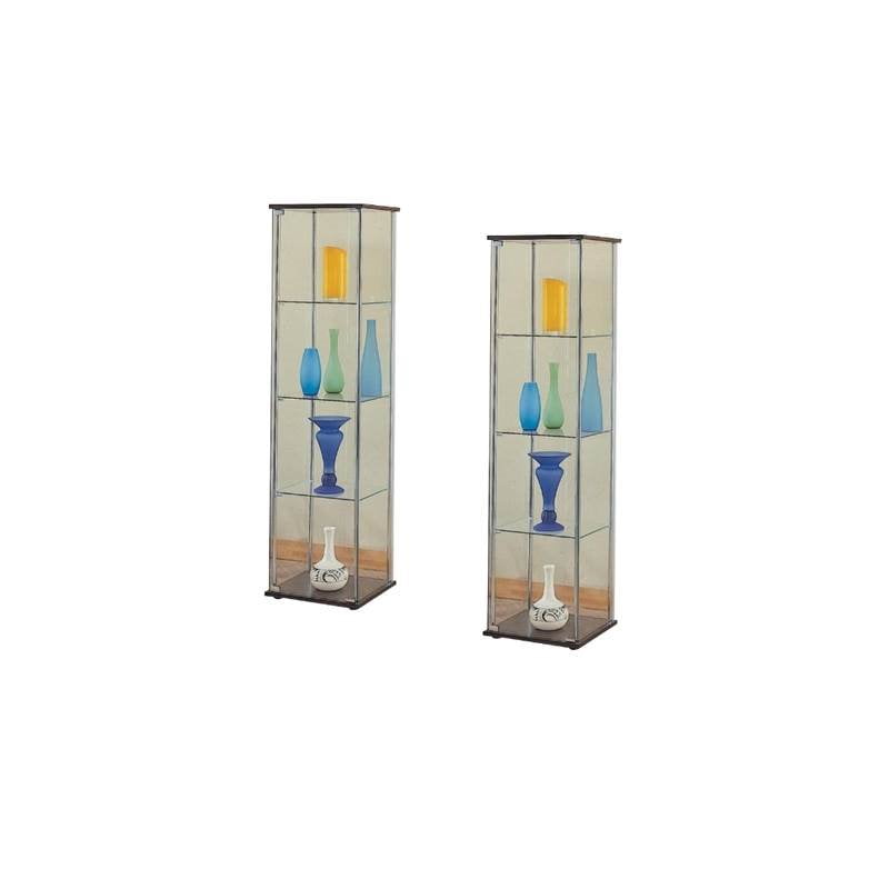 (Set of 2) Glass Curio Cabinet in Cappuccino - Walmart.com ...