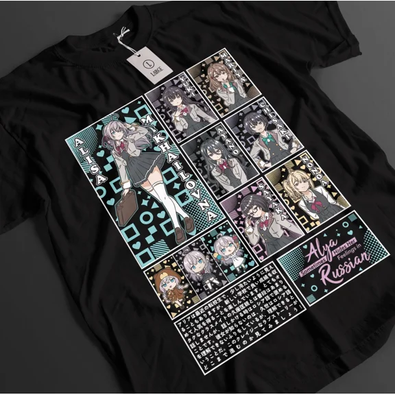 RARE Alya Shirt Masachika Tshirt Maria T-Shirt Yuki Top Alya Russian Anime Unisex Tee