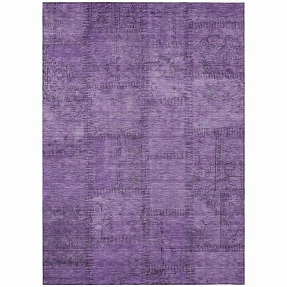 HomeRoots 581608 8 x 10 ft. Patchwork Washable Indoor & Outdoor Rectangle Area Rug, Purple, Eggplant & Gray
